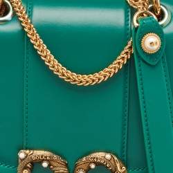 Dolce & Gabbana Green Leather Small Amore Crossbody Bag