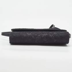 Pre Owned Dolce & Gabbana Black Lace and Satin Flap Crossbody Bag