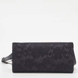 Pre Owned Dolce & Gabbana Black Lace and Satin Flap Crossbody Bag