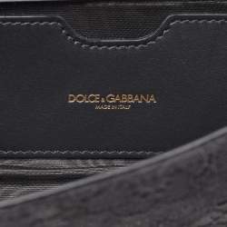 Pre Owned Dolce & Gabbana Black Lace and Satin Flap Crossbody Bag