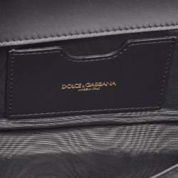 Pre Owned Dolce & Gabbana Black Lace and Satin Flap Crossbody Bag