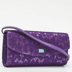 مملوكة مسبقًا حقيبة كلتش دولتشي أند غابانا ساتان و دانتيل أزرق ملكي قفل بسلسلة 