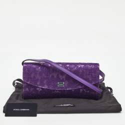 مملوكة مسبقًا حقيبة كلتش دولتشي أند غابانا ساتان ودانتيل أزرق ملكي قفل بسلسلة 