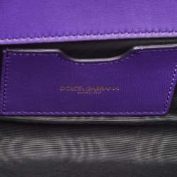 مملوكة مسبقًا حقيبة كلتش دولتشي أند غابانا ساتان ودانتيل أزرق ملكي قفل بسلسلة 