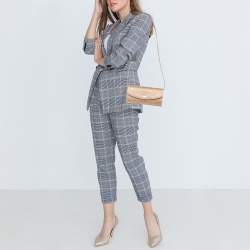 Pre Owned Dolce & Gabbana Beige Lace and Satin Sicily Flap Clutch