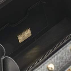 Pre Owned Dolce & Gabbana Black/Fuchsia Leather Studded & Crystal Embellished Dolce Box Top Handle Bag