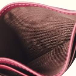 Pre Owned Dolce & Gabbana Burgundy/Pink Leather DG Logo Card Holder