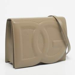 Pre Owned حقيبة دولتشي أند غابانا جلد بيج شعار DG بقفل مغناطيسي