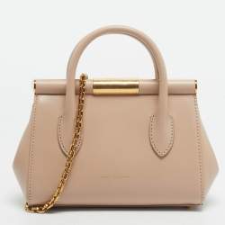 Pre Owned Dolce & Gabbana Beige Leather Mini Marlene Tote