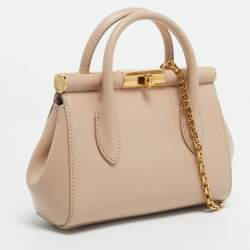 Pre Owned Dolce & Gabbana Beige Leather Mini Marlene Tote