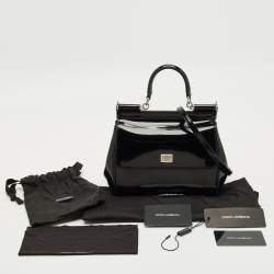 Pre Owned Dolce & Gabbana Black Leather Small Miss Sicily Top Handle Bag