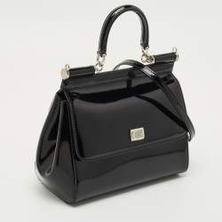 Pre Owned Dolce & Gabbana Black Leather Small Miss Sicily Top Handle Bag