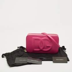 Pre Owned Dolce & Gabbana Pink Leather DG Logo Camera Crossbody Bag