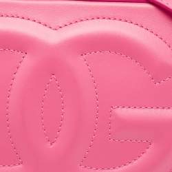 Pre Owned Dolce & Gabbana Pink Leather DG Logo Camera Crossbody Bag