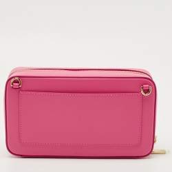 Pre Owned Dolce & Gabbana Pink Leather DG Logo Camera Crossbody Bag