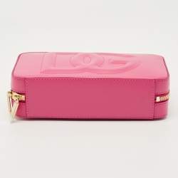 Pre Owned Dolce & Gabbana Pink Leather DG Logo Camera Crossbody Bag