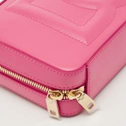 Pre Owned Dolce & Gabbana Pink Leather DG Logo Camera Crossbody Bag