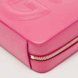 Pre Owned Dolce & Gabbana Pink Leather DG Logo Camera Crossbody Bag