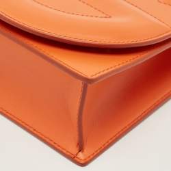 Pre Owned Dolce & Gabbana Orange Leather DG Logo Flap Crossbody Bag