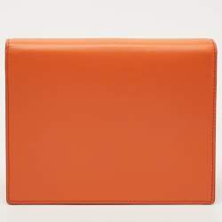 Pre Owned Dolce & Gabbana Orange Leather DG Logo Flap Crossbody Bag