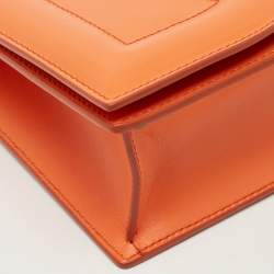Pre Owned Dolce & Gabbana Orange Leather DG Logo Flap Crossbody Bag