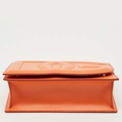 Pre Owned Dolce & Gabbana Orange Leather DG Logo Flap Crossbody Bag