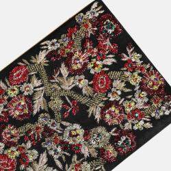 Pre Owned Dolce & Gabbana Floral Gold Frame Multicolor Fabric Clutch Evening Purse Bag