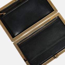 Pre Owned Dolce & Gabbana Floral Gold Frame Multicolor Fabric Clutch Evening Purse Bag