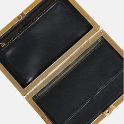 Pre Owned Dolce & Gabbana Gold Frame Blue Velvet Clutch Evening Purse Bag