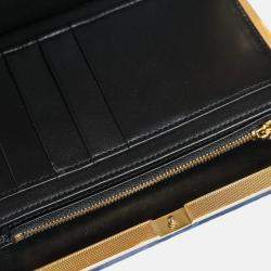 Pre Owned Dolce & Gabbana Gold Frame Blue Velvet Clutch Evening Purse Bag