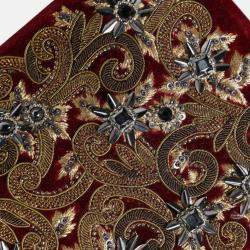 Pre Owned Dolce & Gabbana Gold Frame Red Velvet Clutch Evening Purse Bag