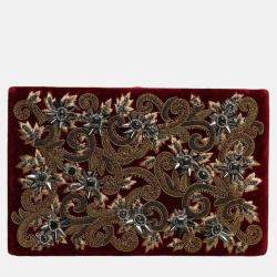 Pre Owned Dolce & Gabbana Gold Frame Red Velvet Clutch Evening Purse Bag