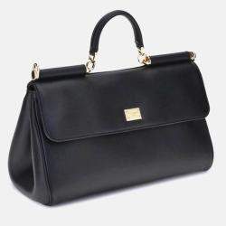 Pre Owned Dolce & Gabbana My Sicily Black Leather Handbag