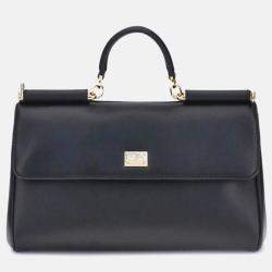 Pre Owned Dolce & Gabbana My Sicily Black Leather Handbag