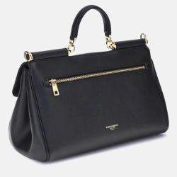 Pre Owned Dolce & Gabbana My Sicily Black Leather Handbag
