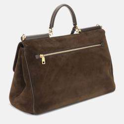 Pre Owned Dolce & Gabbana Sicily Brown Suede Handbag