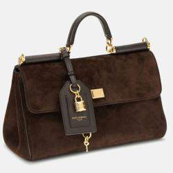 Pre Owned Dolce & Gabbana My Sicily Brown Leather Handbag