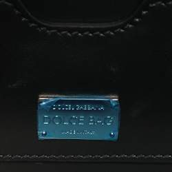 مملوكة مسبقًا حقيبة دولتشي أند غابانا دولتشي بوكس جلد أبيض/أسود لامع بيد علوية