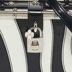 مملوكة مسبقًا حقيبة دولتشي أند غابانا دولتشي بوكس جلد أبيض/أسود لامع بيد علوية