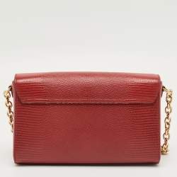 Pre Owned Dolce & Gabbana Red Lizard Embossed Leather DG Millennials Shoulder Bag