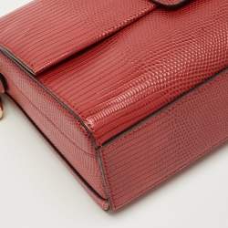 Pre Owned Dolce & Gabbana Red Lizard Embossed Leather DG Millennials Shoulder Bag