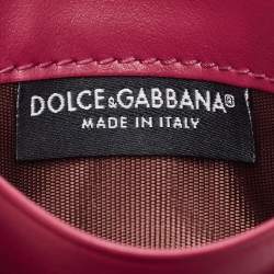 Pre Owned Dolce & Gabbana Pink/Burgundy Leather DG Logo Card Holder