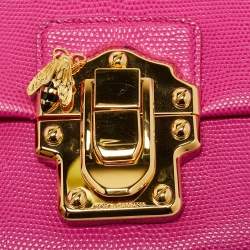Pre Owned Dolce & Gabbana Pink Lizard Embossed Leather Lucia Top Handle Bag