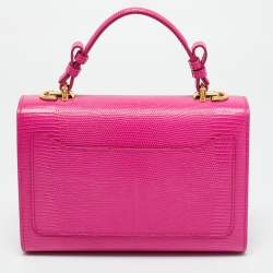 Pre Owned Dolce & Gabbana Pink Lizard Embossed Leather Lucia Top Handle Bag