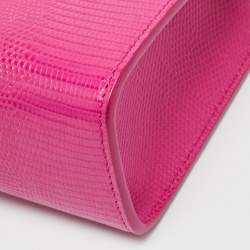 Pre Owned Dolce & Gabbana Pink Lizard Embossed Leather Lucia Top Handle Bag