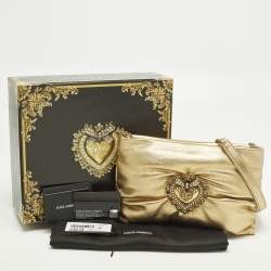 مملوكة مسبقًا حقيبة كتف دولتشي أند غابانا سوفت ديفوشن جلد ذهبي