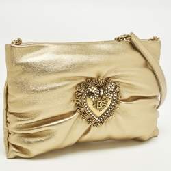 مملوكة مسبقًا حقيبة كتف دولتشي أند غابانا سوفت ديفوشن جلد ذهبي