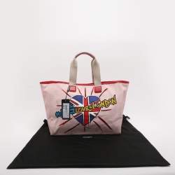مملوكة مسبقًا Dolce & Gabbana DG Loves London Pink/Red Canvas and Leather Shopper Tote