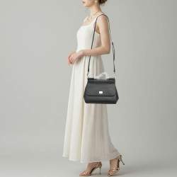 مملوكة مسبقًا حقيبة دولتشي أند غابانا يد علوية ميس سيسيلي متوسطة جلد أسود