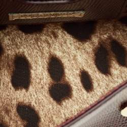 مملوكة مسبقًا Dolce & Gabbana Miss Sicily Crystal DG Logo Mini Burgundy Lizard Embossed Leather Bag
